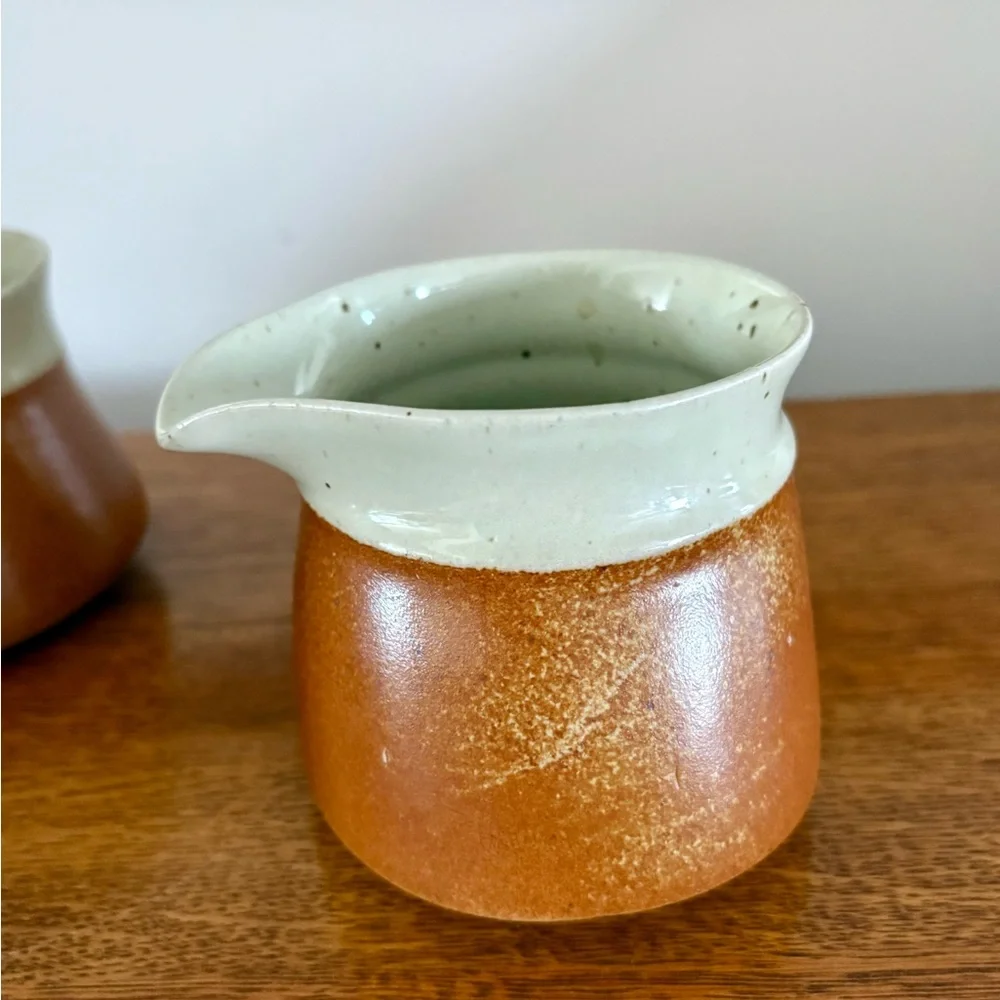 Vintage Cerval Stoneware Mugs & Creamer Set | Rust Brown | 1970s Pottery - Picture 6 of 7